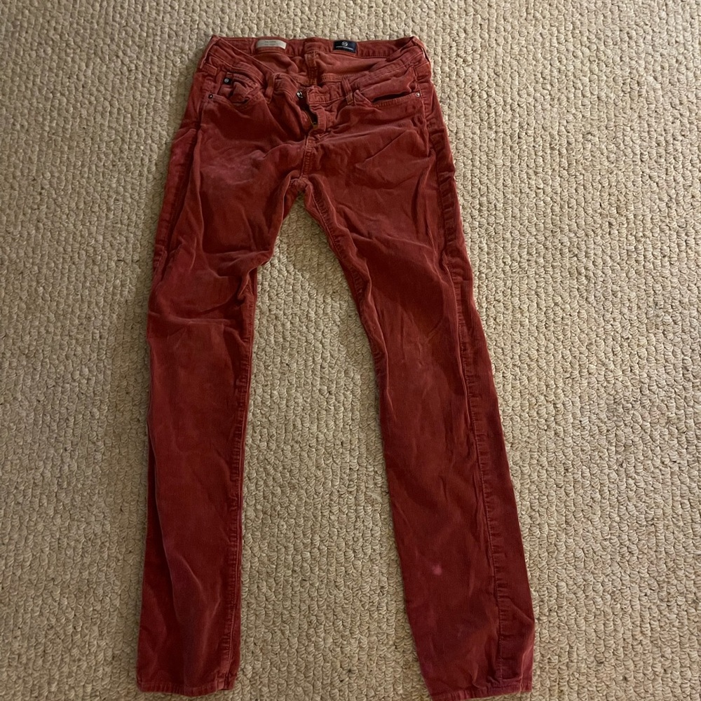 Cords Rust and Beige have straight leg Black is bootcut